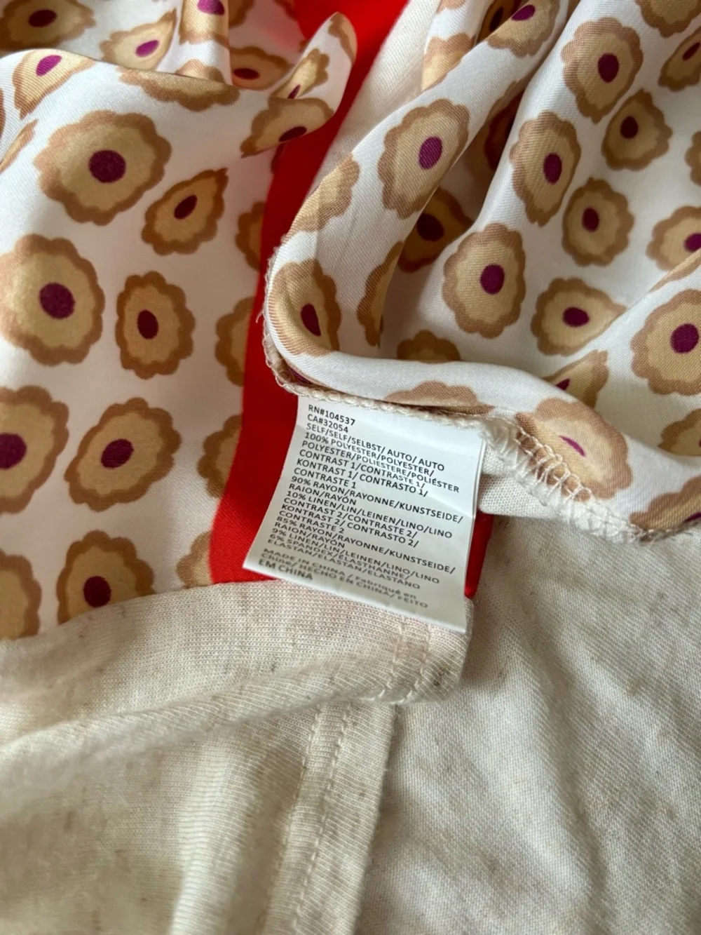 Exec Cond Anthropologie Tiny Brand Floral Mix-Print Boho Satin Blouse in Cream - Picture 13 of 17